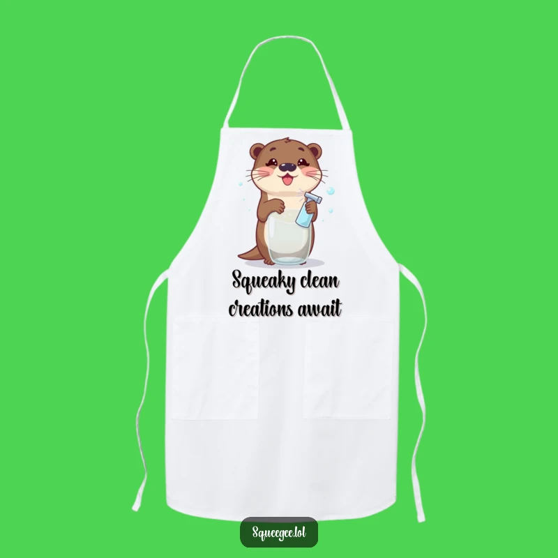 Funny Otter Chef Apron: Durable & Humorous Otter Cleaning Design, Perfect Funny Gift for Cooks