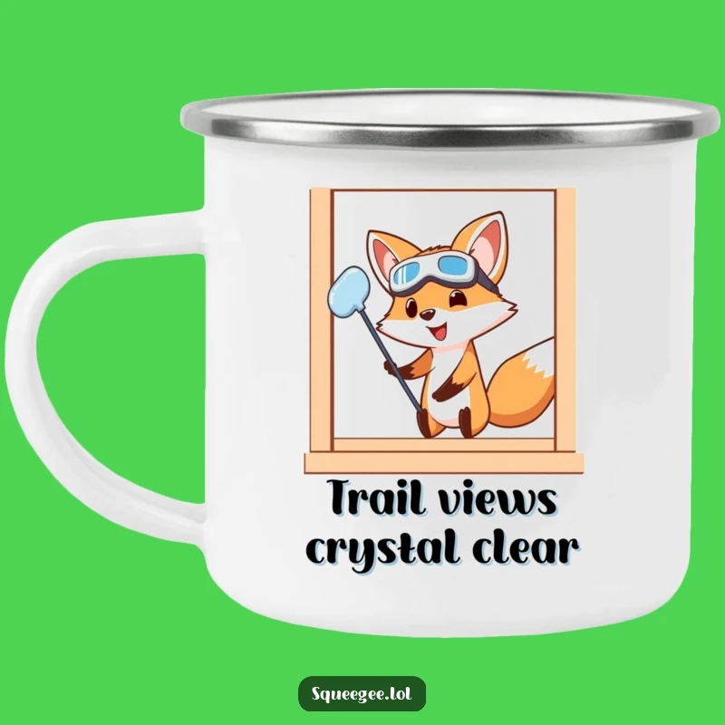 Funny Fox Camping Mug: Enamel Fox Cleaning Mug, Hilarious Goggles Design, Perfect Funny Gift