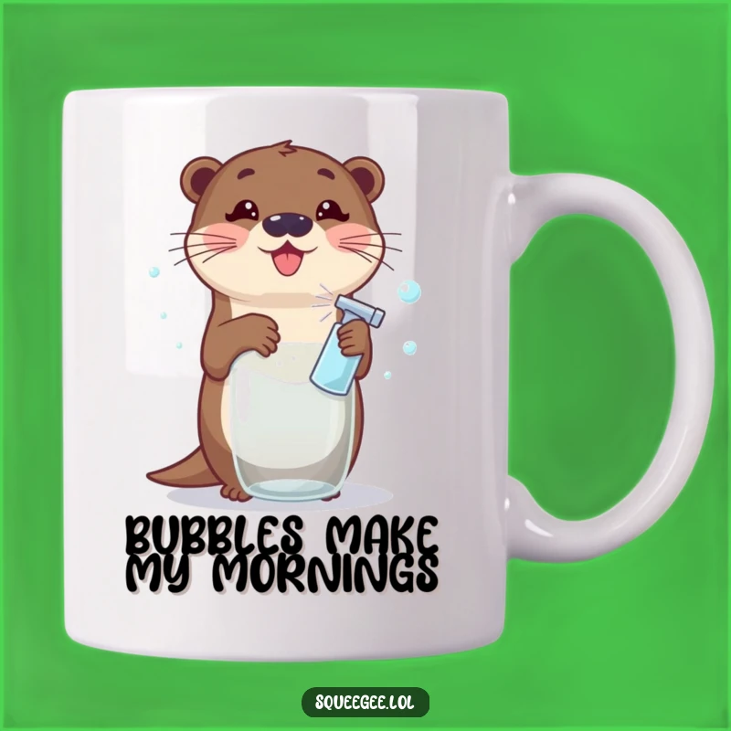 Funny Otter Cleaning Mug: A Cheerful Otter Making Bubbles, Perfect Gift for Clean Freaks