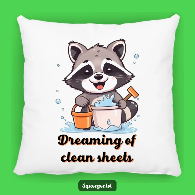 Cozy Funny Raccoon Pillow: Soft & Snuggly Raccoon Cleaning Accent, Perfect Funny Gift
