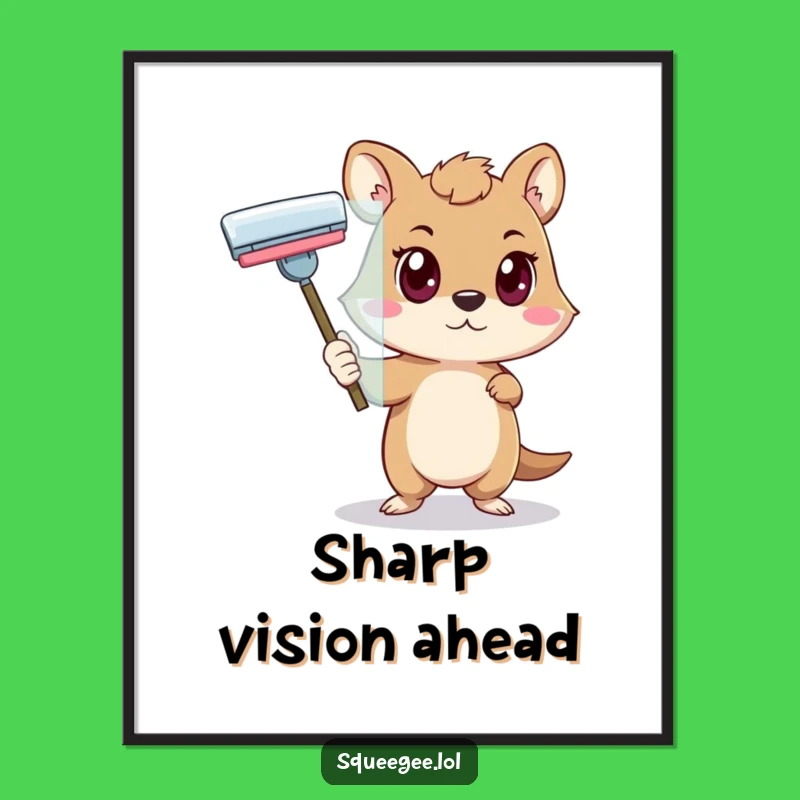 Funny Determined Animal Squeegee Digital Art - Instant Focused Decor, Funny Gift!