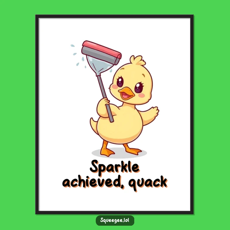 Funny Duck Squeegee Digital Art Print: Instant Sparkling Decor Gift