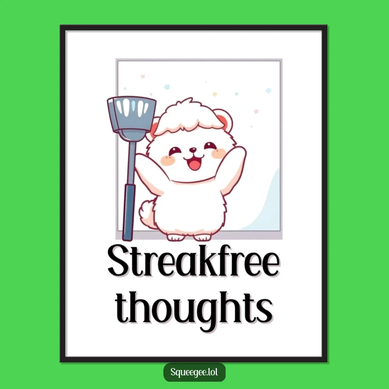 Funny Fluffy Animal Digital Art Print - Joyful Window Cleaning Vibes, Instant Funny Gift!