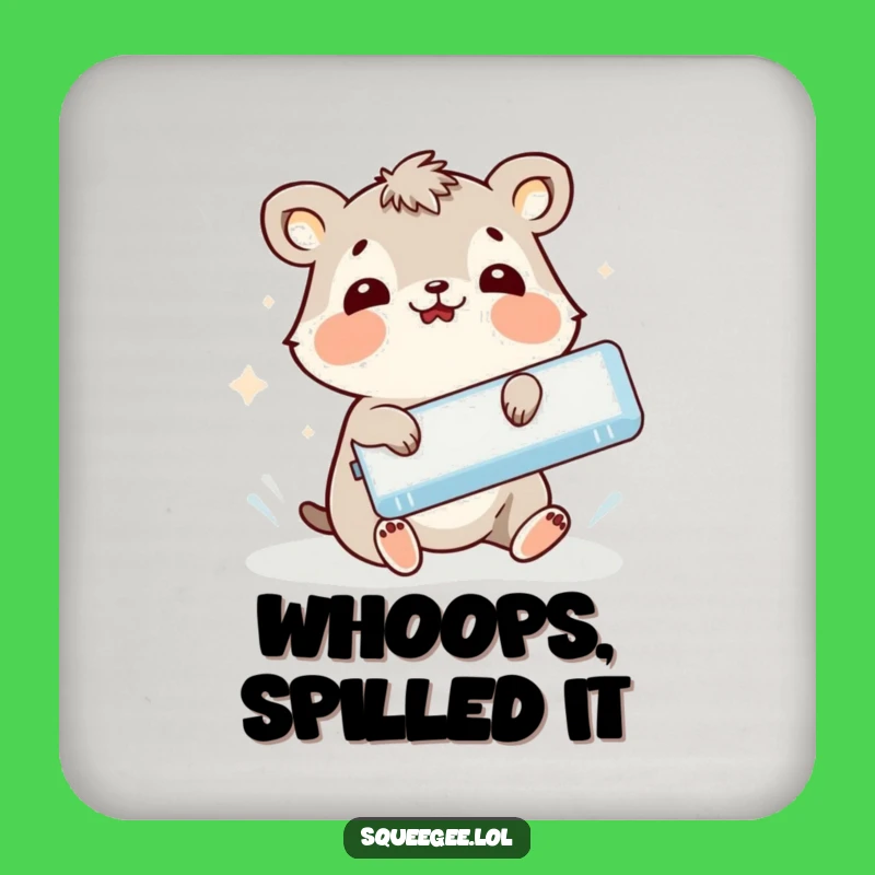 Funny Animal Slipping Squeegee Coaster - Protect Surfaces with Humor, Hilarious Gift!