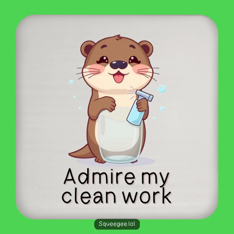 Funny Otter Drink Coaster: Protect Surfaces with Hilarious Otter Cleaning Art, Great Funny Gift
