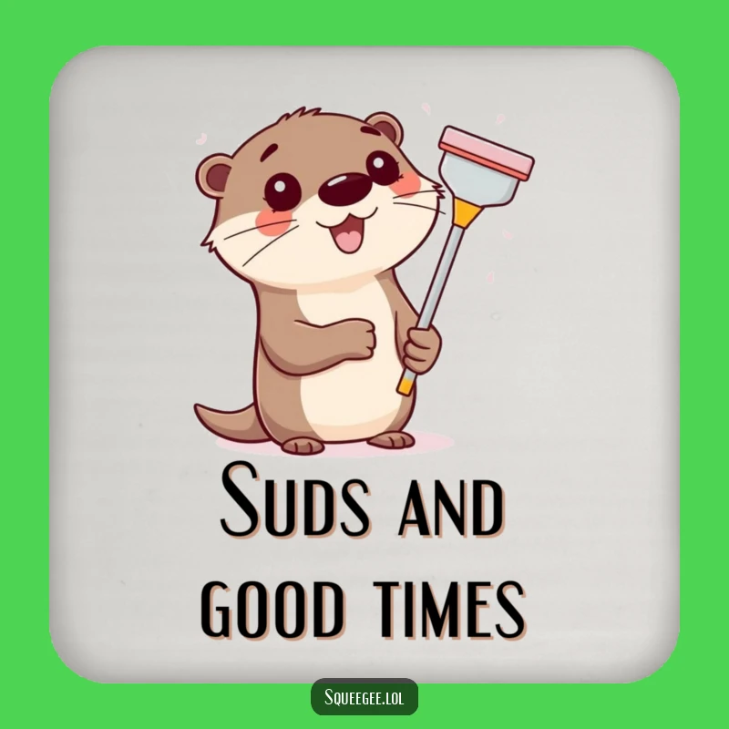 Funny Otter Squeegee Coaster, Hilarious Cleaning Protection