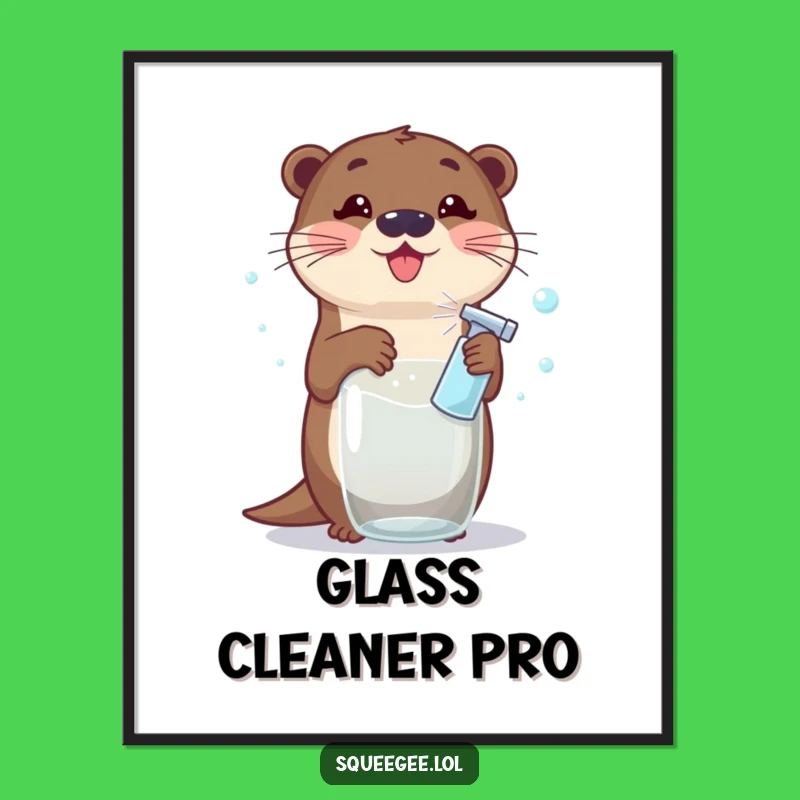 Funny Otter Cleaning Poster: Vibrant Wall Art, Hilarious Otter Bubbles Design, Great Funny Gift