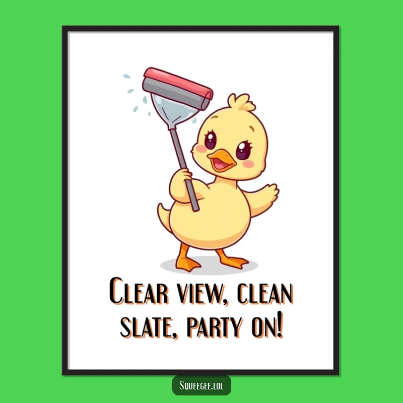 Free Printable Wall Art: Squeegee Duck Sparkle! Whimsical downloadable art for clean spaces.