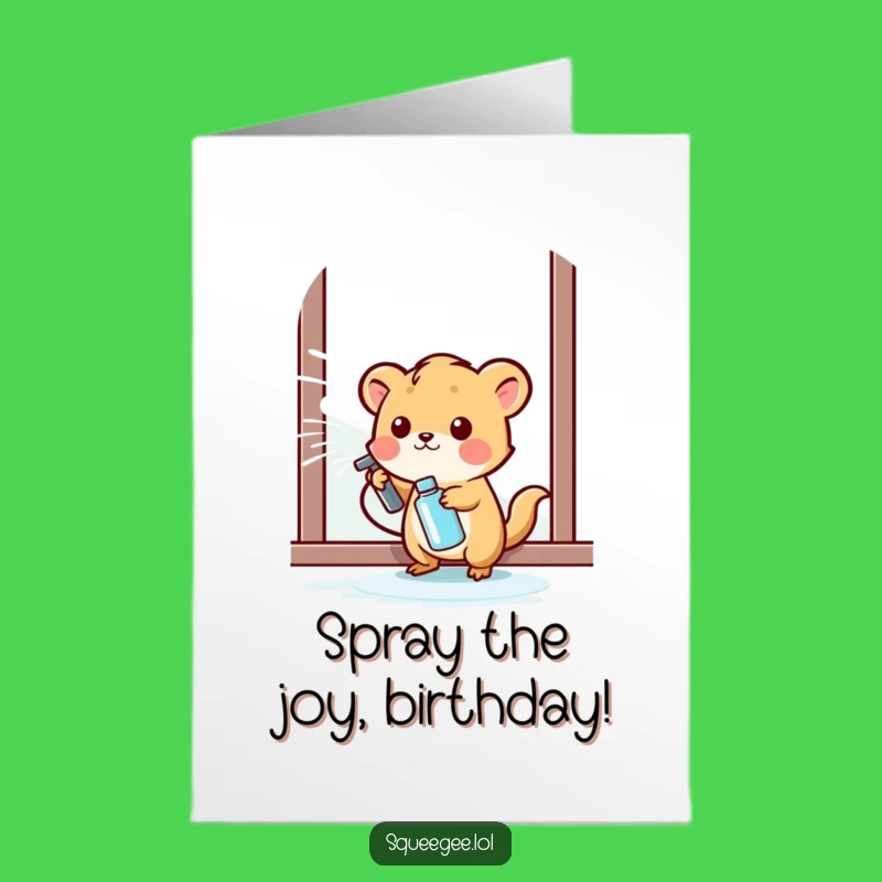 Free Printable Birthday Card: Happy Sprayer Animal Funny Downloadable Gift