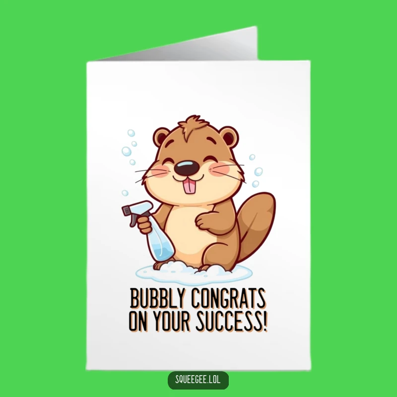 Bubbly Success Congrats Card: Beaver Suds - Free Printable Downloadable Art