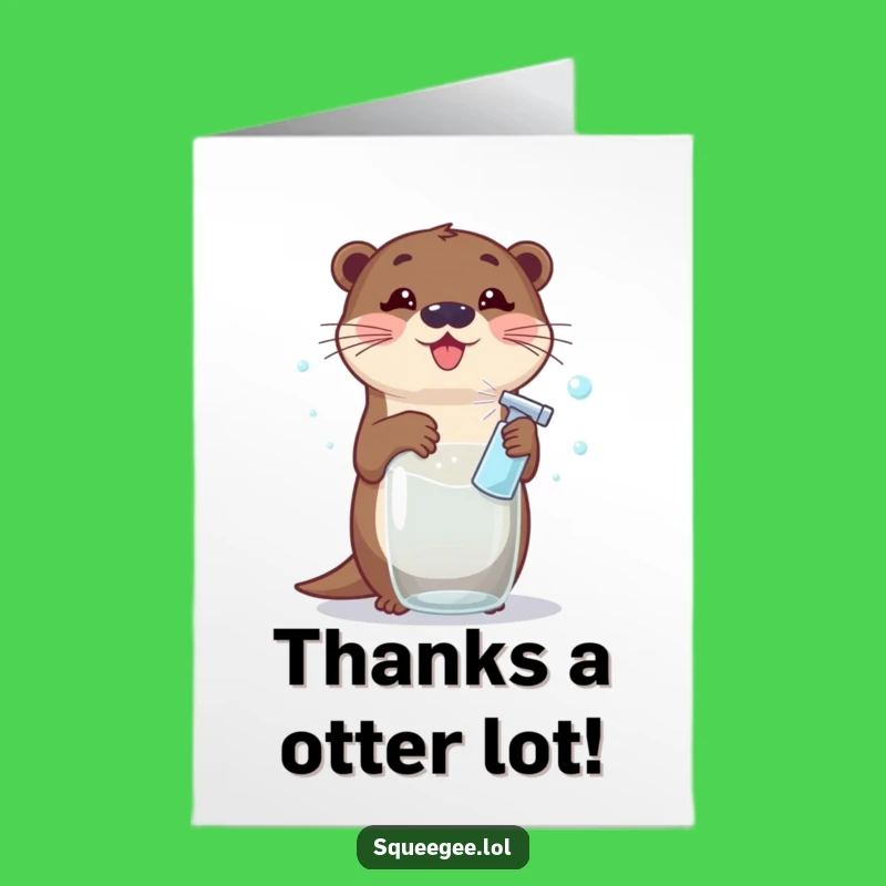 Free Printable Thank You Card: Otter's Bubbling Gratitude, Cheerful Downloadable Gift