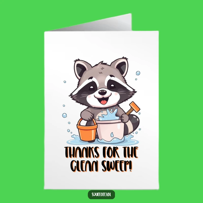 Free Printable Thank You Card: Raccoon's Grateful Splash, Cheerful Downloadable Gift