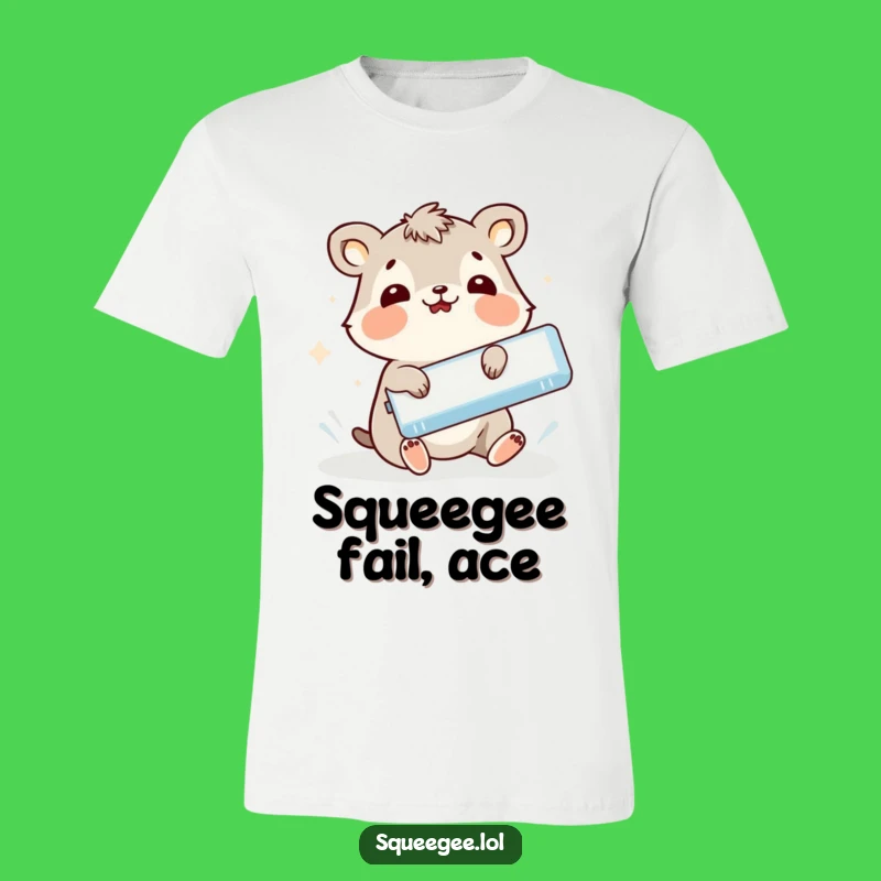 Funny Animal Slipping Squeegee T-Shirt - Comical Cleaning Fail Tee, Great Humorous Gift!