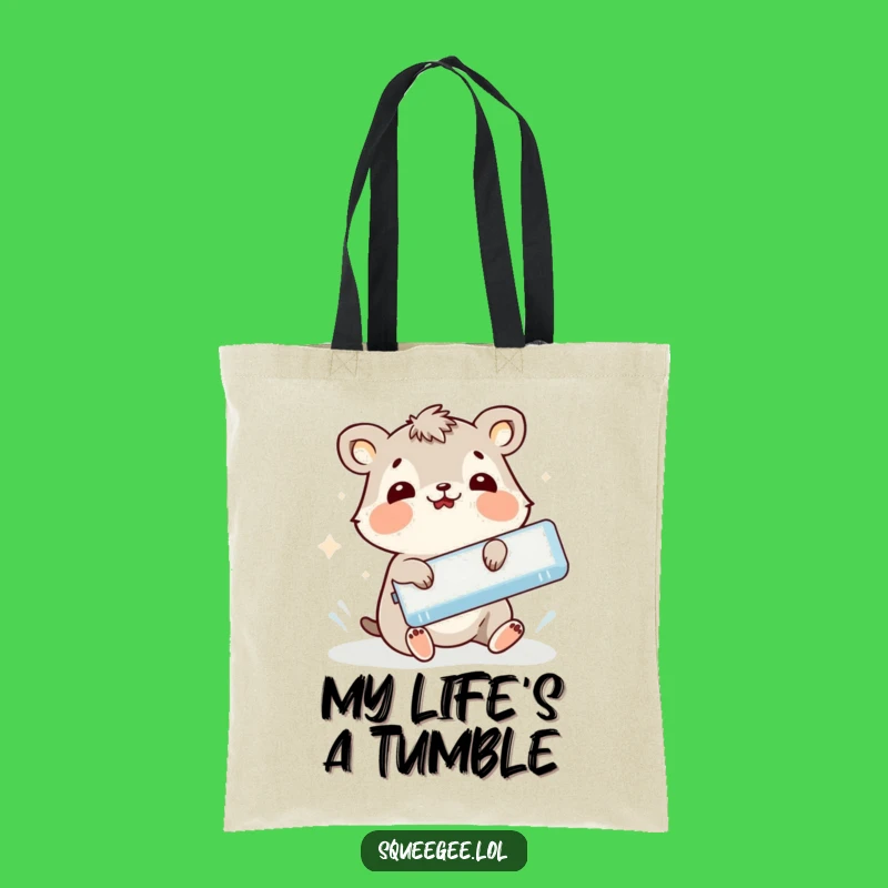 Funny Animal Slipping Squeegee Tote Bag - Comical Cleaning Carry-All, Amusing Gift!