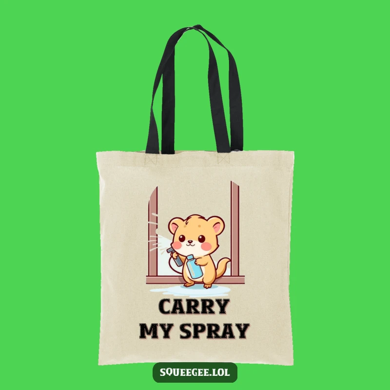 Funny Small Animal Spraying Tote Bag - Happy Cleaning Carry-All, Amusing Gift!